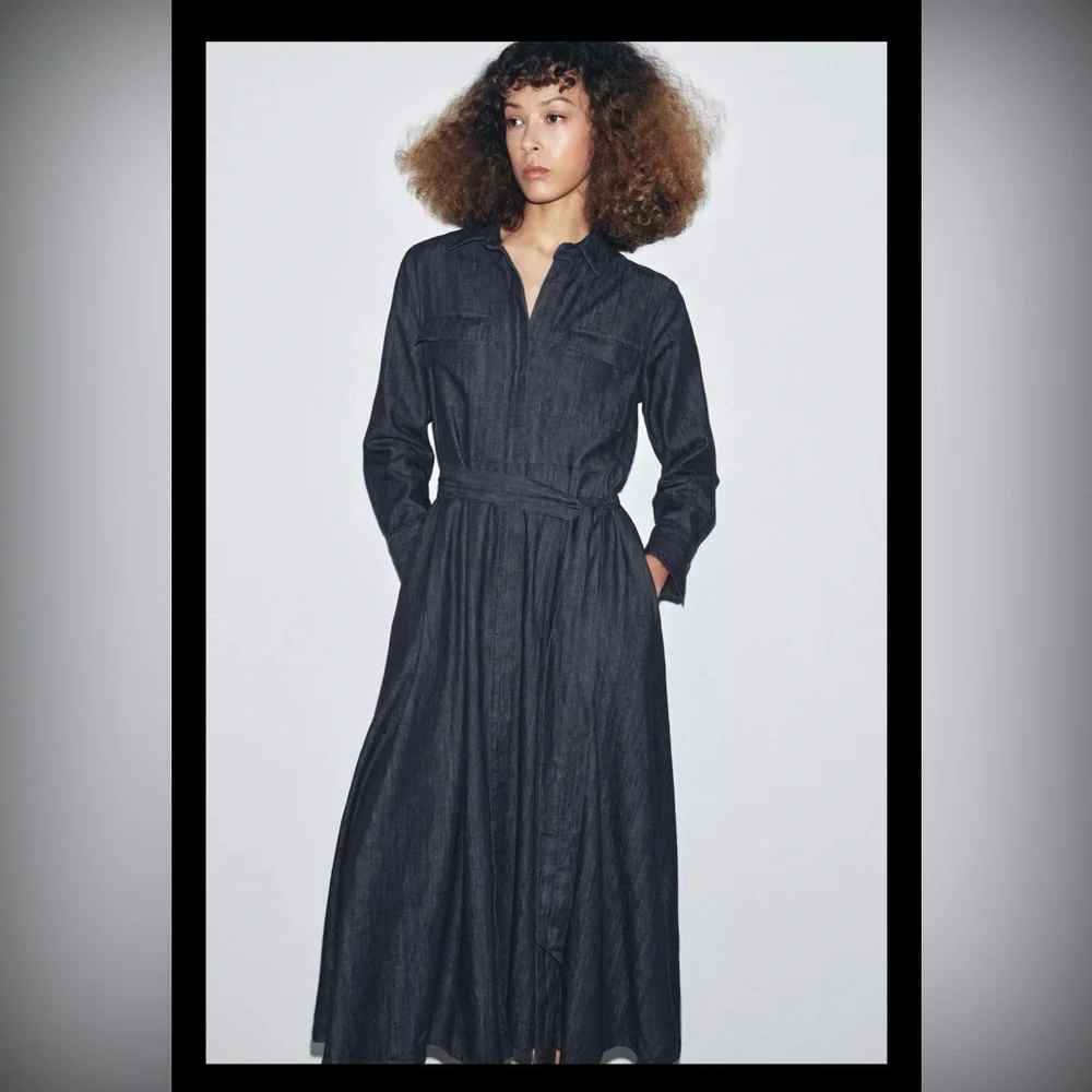 NWT Zara Woman Long Sleeve DenimDress - Picture 3 of 7